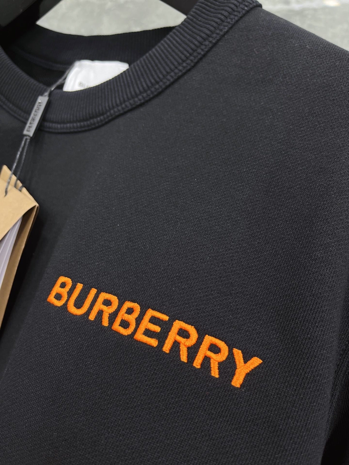 Black Cotton Tonal Crewneck - Men's
