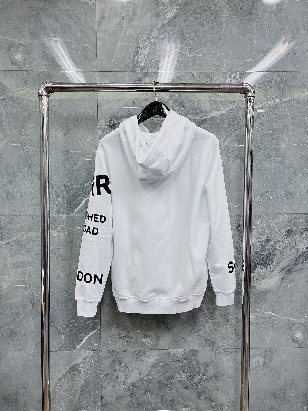 Black Cotton Text Print Pullover - Men's
