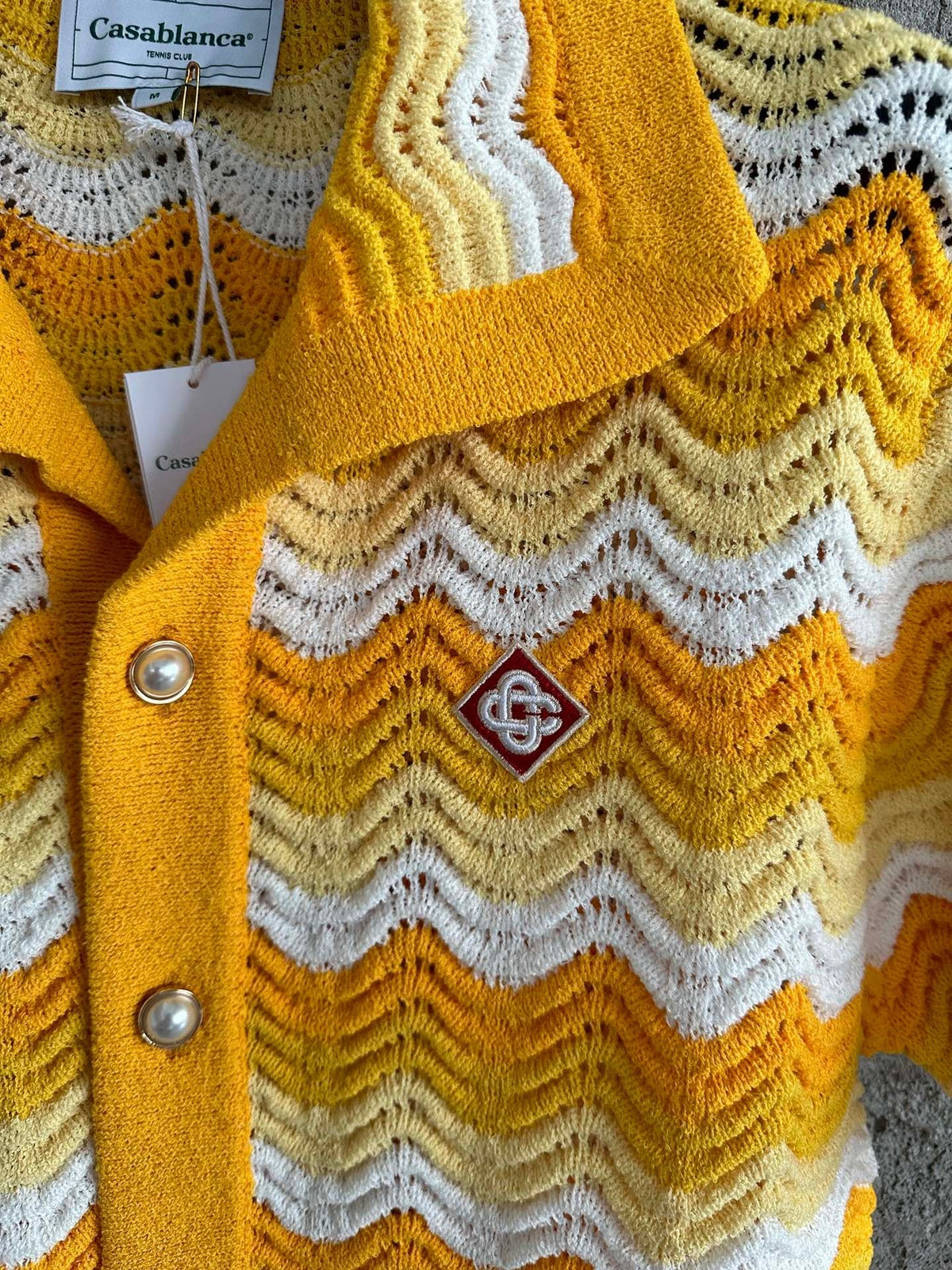 Yellow Knit Chevron Short-Sleeve - Men's