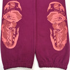 Burgundy Cotton Tonal Print Joggers - Men's
