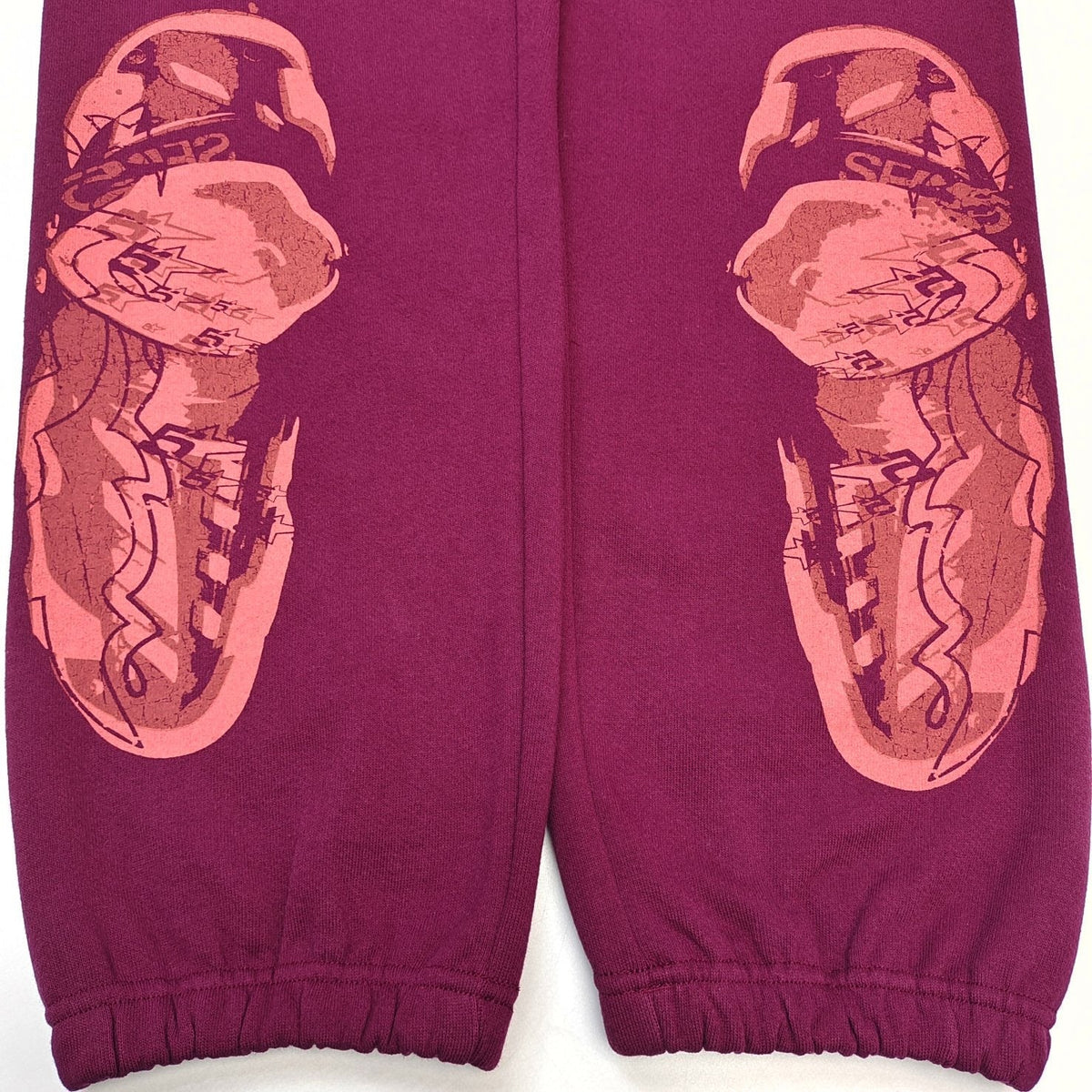 Burgundy Cotton Tonal Print Joggers - Men's