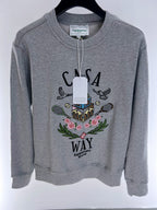 Grey Cotton Crest Graphic Crewneck - Men's