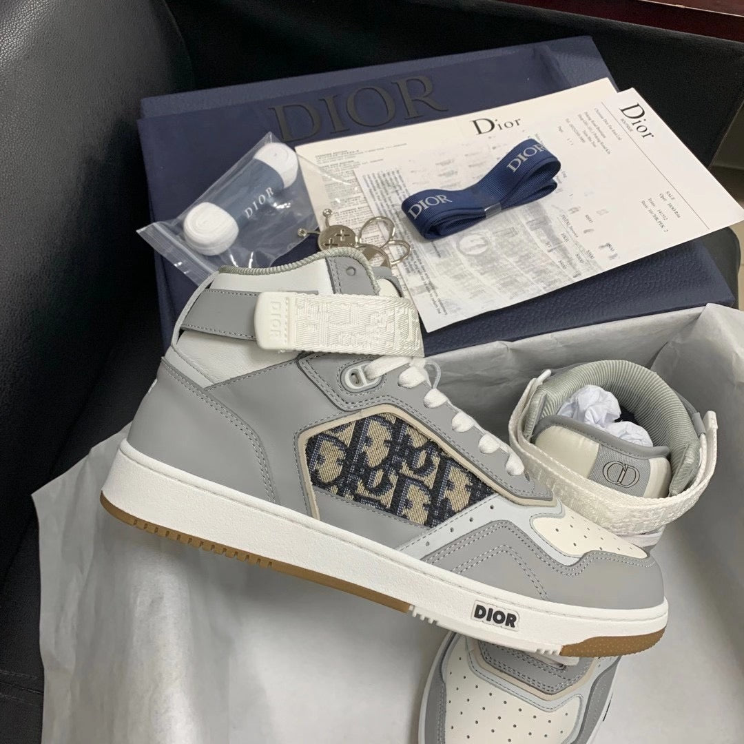 B27 High-Top Grey Oblique Sneakers