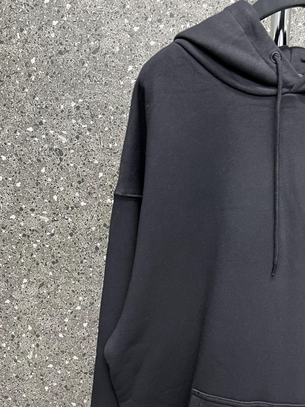 Black Cotton Chest Logo Pullover - Men's