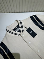 Navy Wool Striped Trim Varsity - Men's
