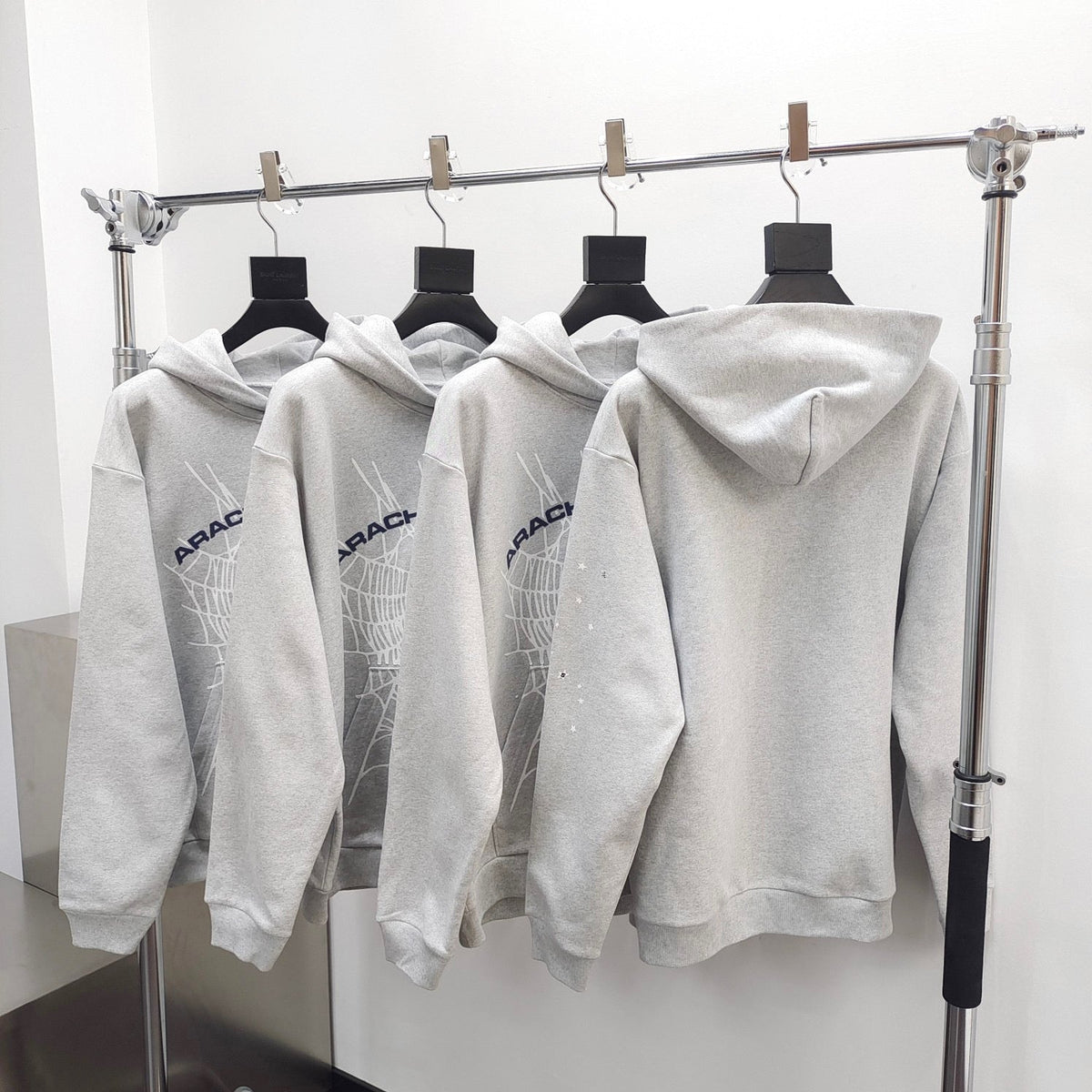 Grey Cotton Web Graphic Pullover - Men's