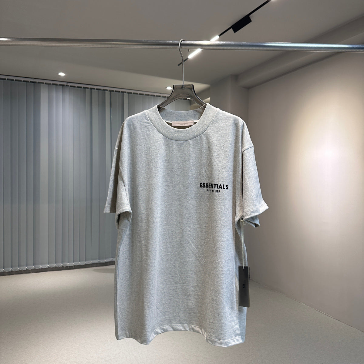 Grey Cotton Text Logo Short-Sleeve - Men's