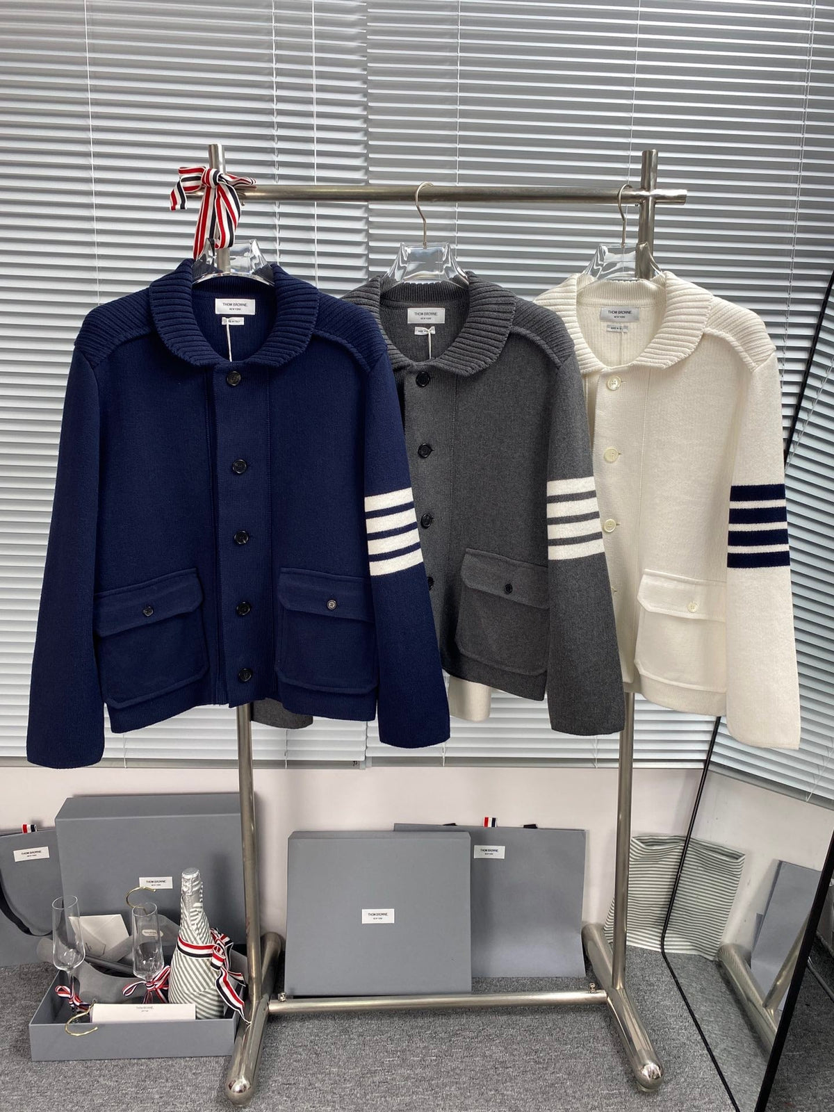 4-Bar Knit Jacket Grey - Men's