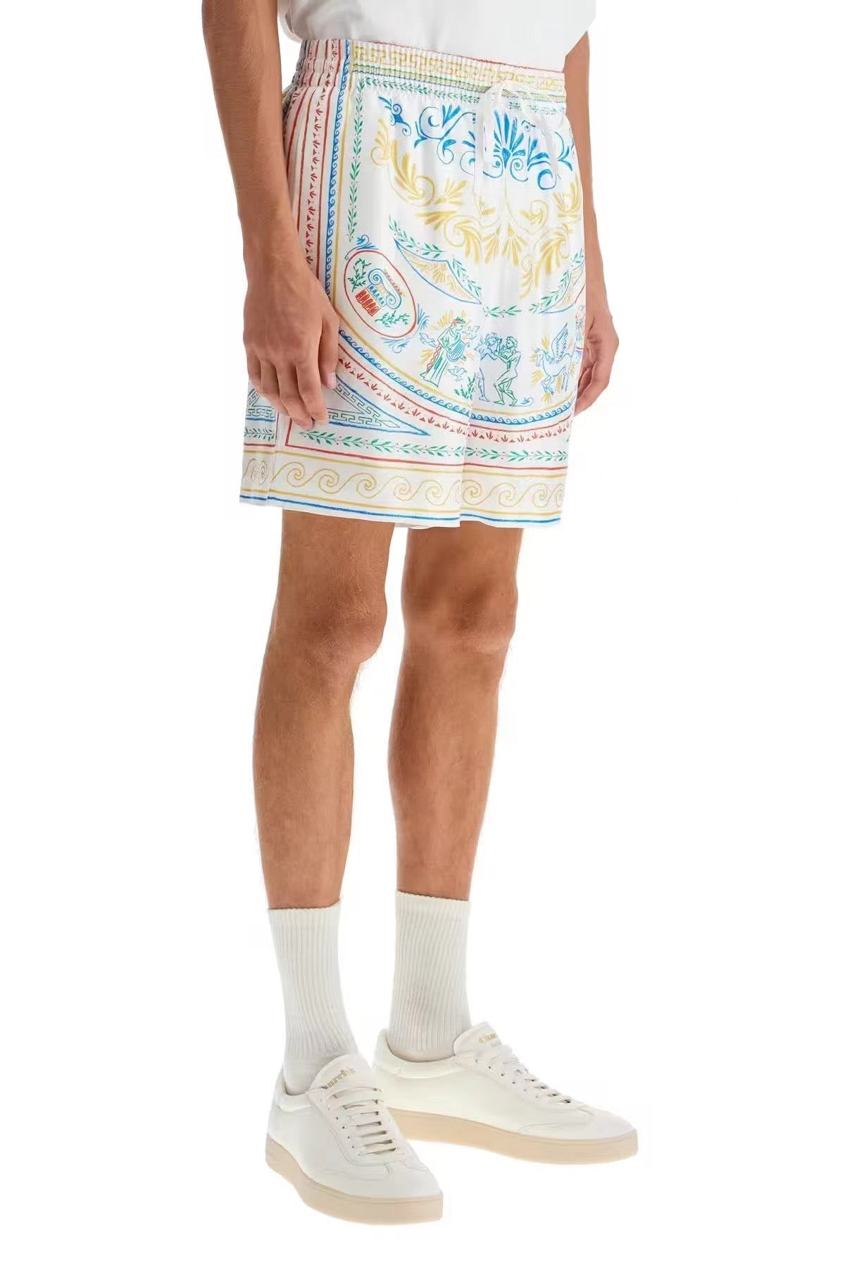 Ornate Print Silk Shorts - Men's