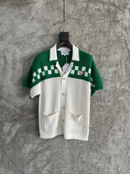 Cream Knit Checkerboard Short-Sleeve - Men's
