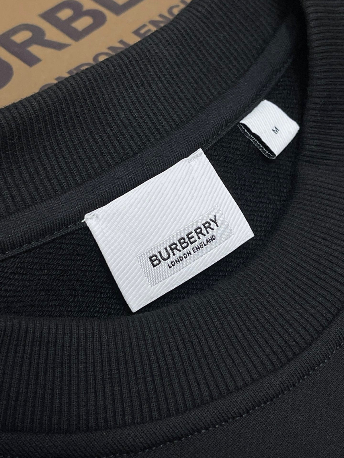 Black Cotton Check Stripe Crewneck - Men's