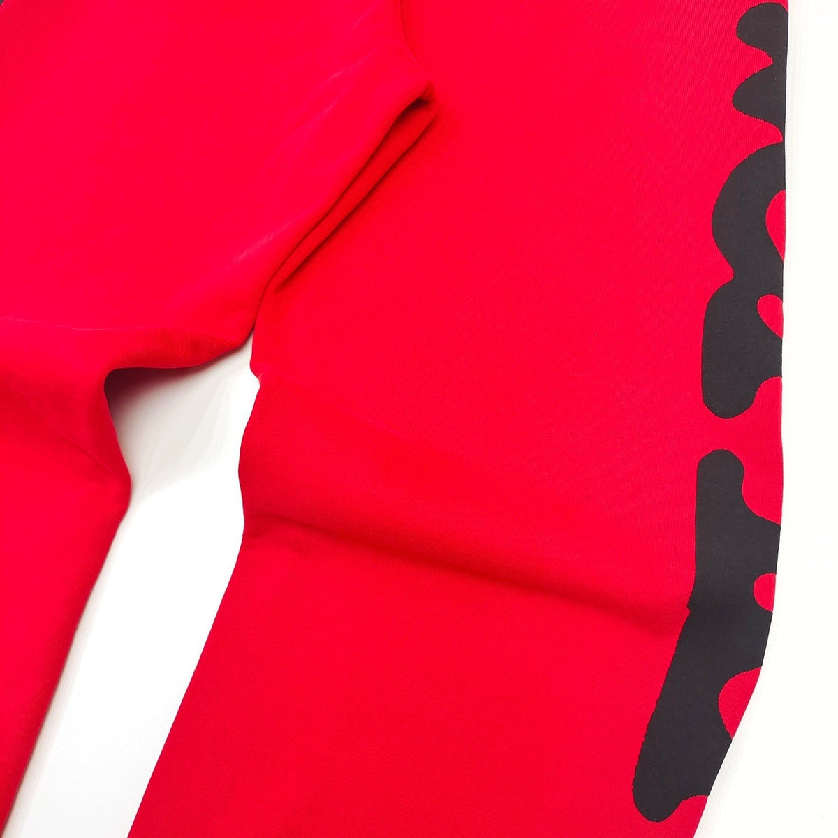 Red Cotton Side Print Joggers - Men's