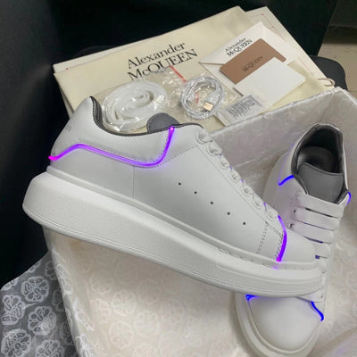 Oversized Iridescent Purple Tab Sneakers