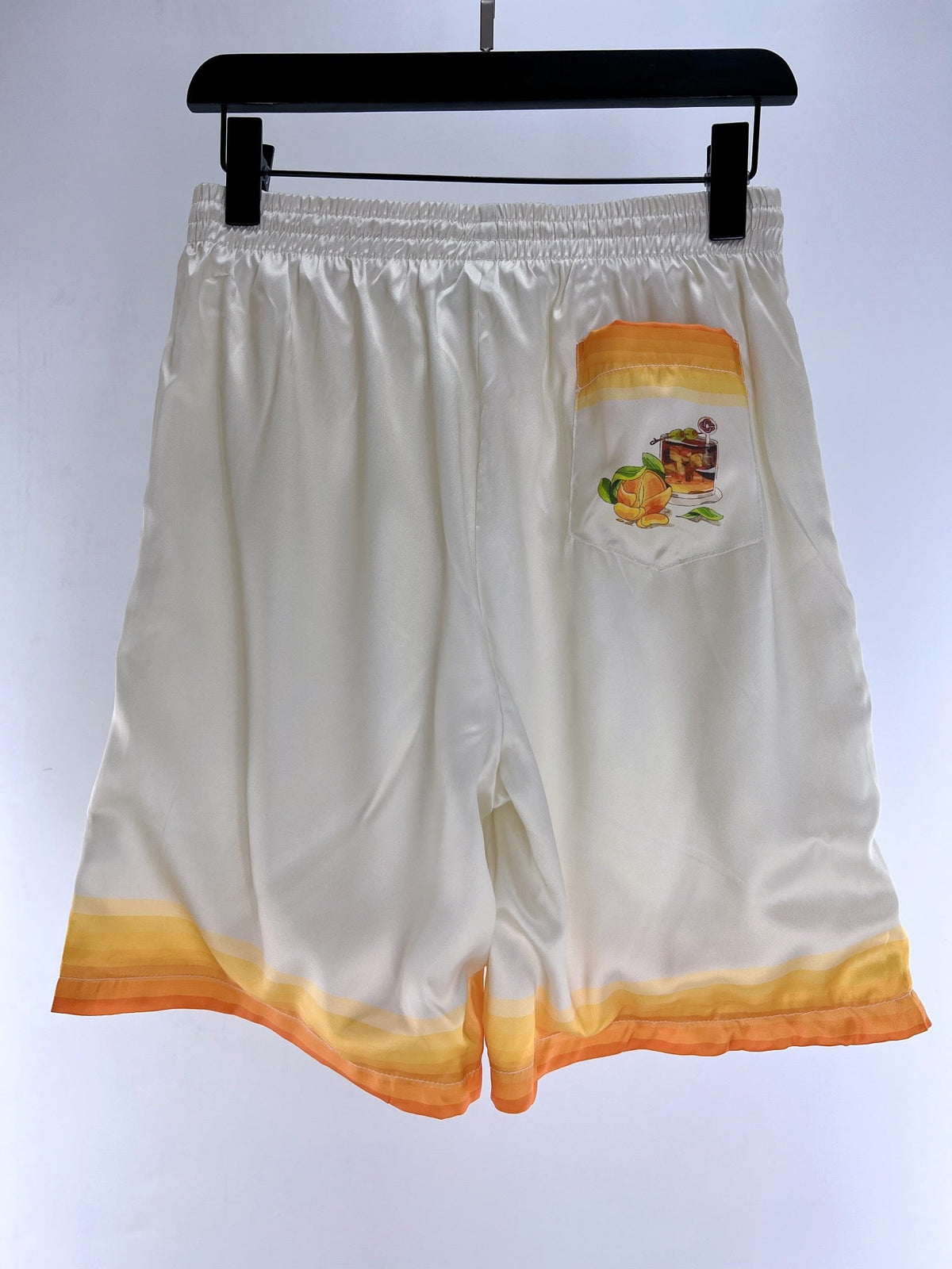 Orange Gradient Hem Silk Shorts - Men's