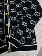 Black Jacquard Monogram Cardigan - Men's