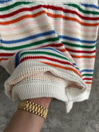 Multicolour Striped Knit Shorts - Men's