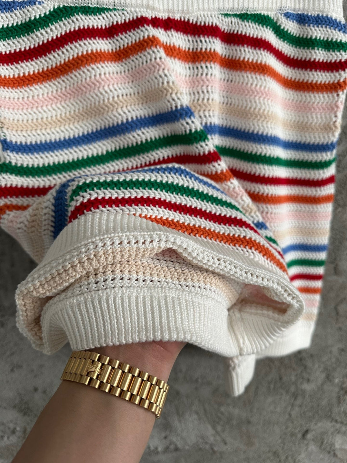 Multicolour Striped Knit Shorts - Men's