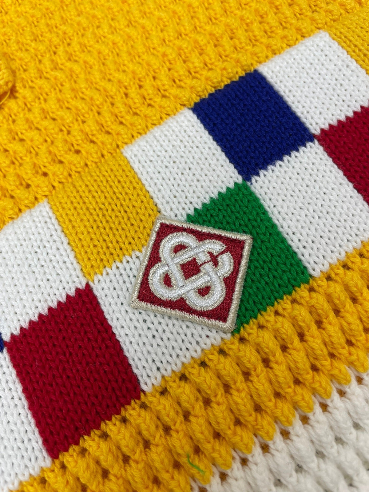 Yellow Checkerboard Knit Shirt - Men's