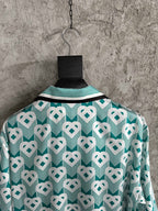 Teal Floral Print Silk Shirt - Men's