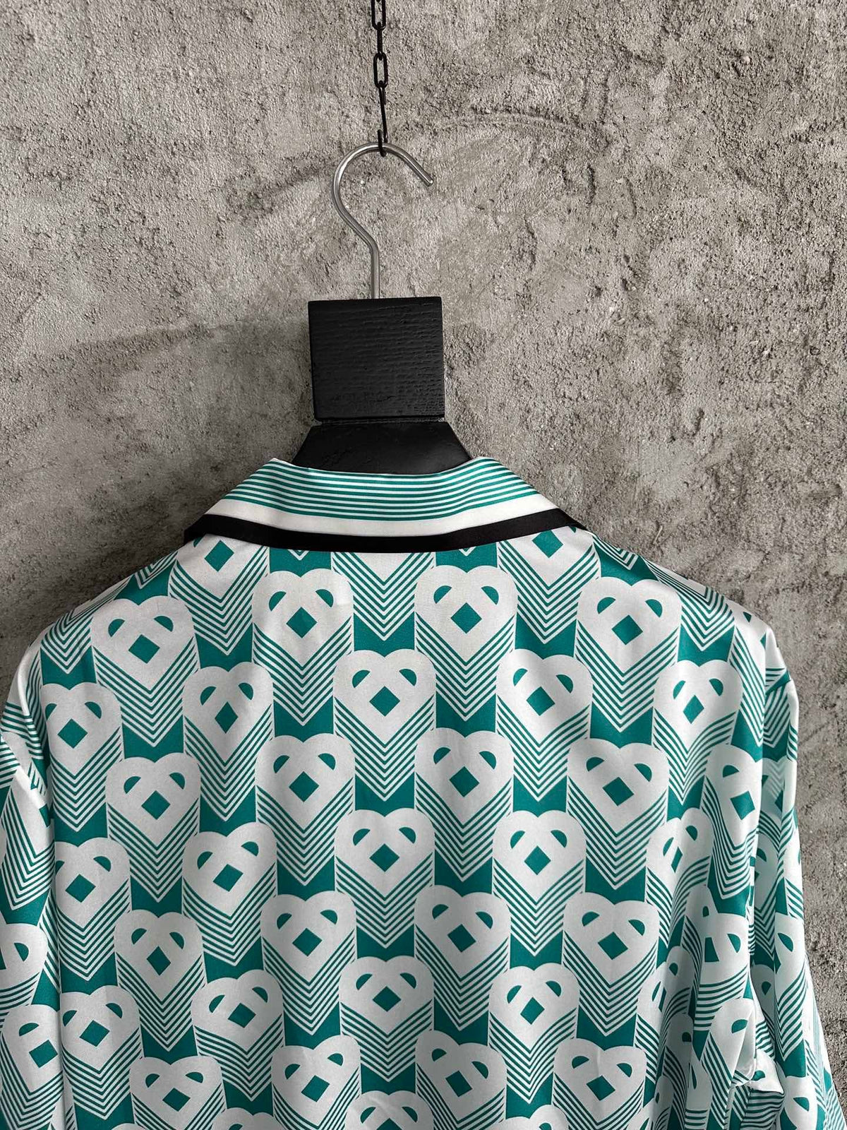 Teal Floral Print Silk Shirt - Men's