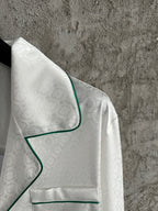 White Silk Piped Long-Sleeve - Men's