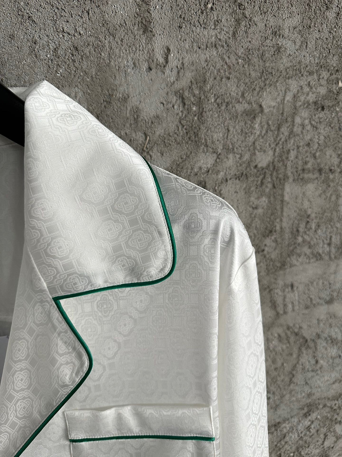 White Silk Piped Long-Sleeve - Men's