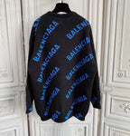 Black Jacquard Text Print Crewneck - Men's