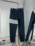 Grey Cotton Four-Bar Joggers - Men's