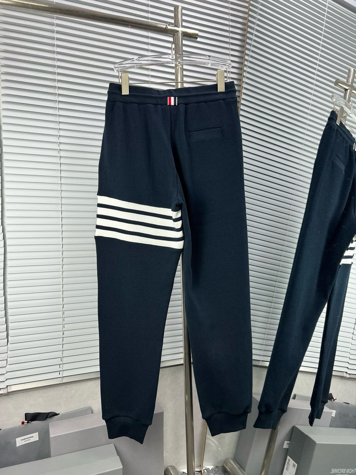 Grey Cotton Four-Bar Joggers - Men's