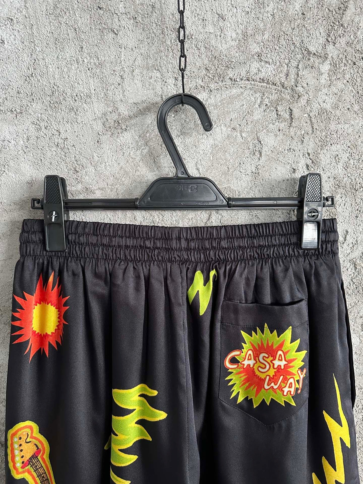 Black Graphic Print Silk Shorts - Men's