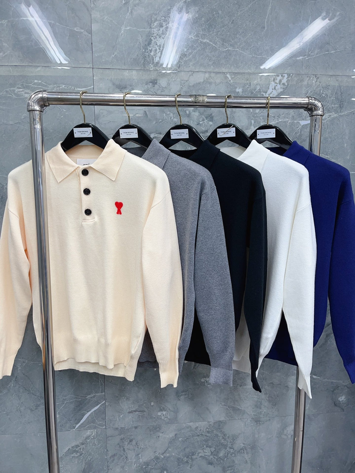 Cream Knit Heart Logo Long-Sleeve - Men's