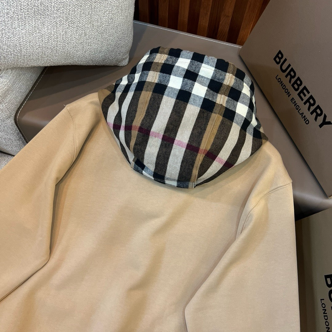 Black Cotton Check Lined Pullover - Men's