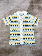 Blue Chevron Knit Shirt - Men's