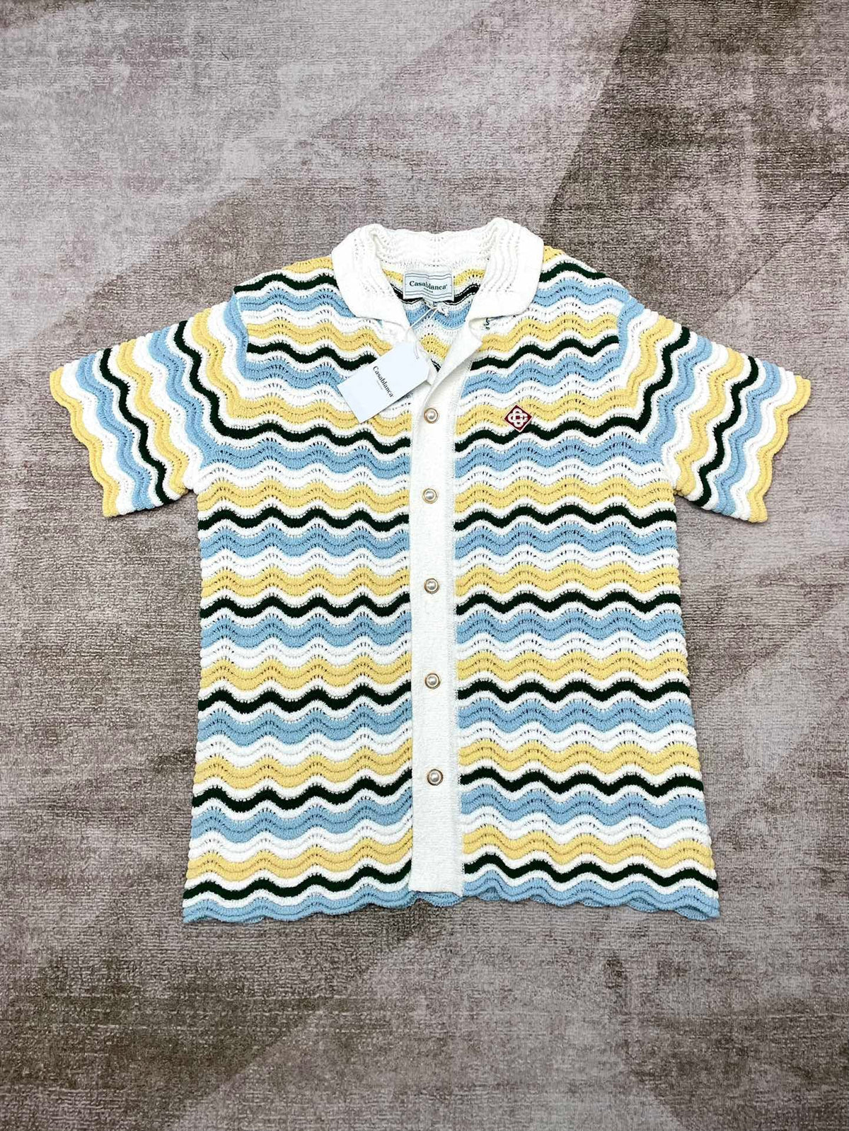 Blue Chevron Knit Shirt - Men's