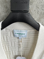 Cream Wool Cable Cardigan - Men's