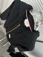 4-Bar Zip Black Hoodie - Men's