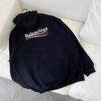 Black Cotton Chest Logo Pullover - Men's