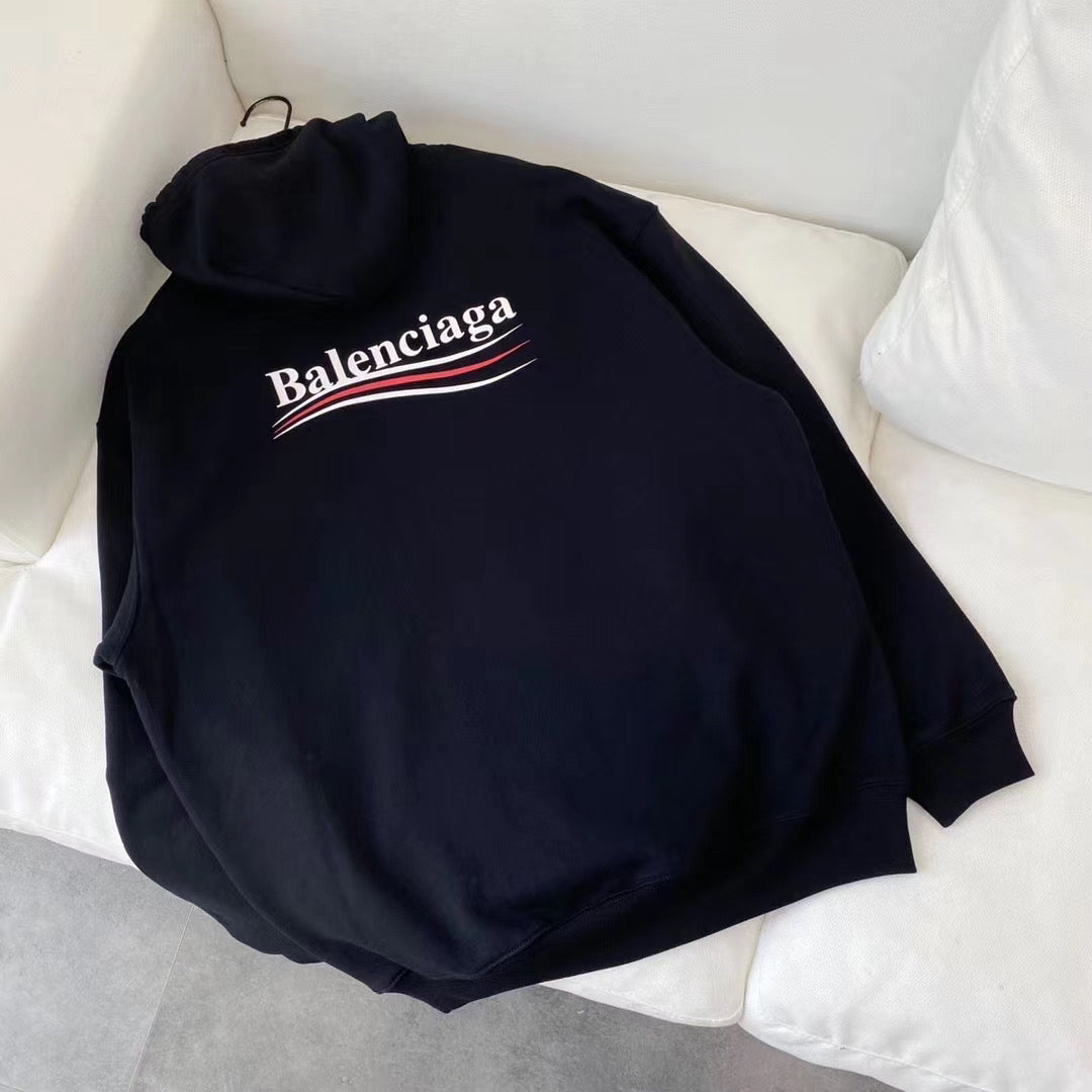 Black Cotton Chest Logo Pullover - Men's
