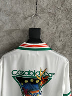 Green and Red Trim Silk Shirt - Men's