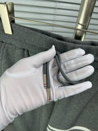 Grey Cotton Four-Bar Joggers - Men's