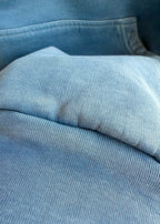 Blue Cotton Washed Logo Pullover - Men's
