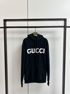 Black Cotton Bold Text Pullover - Men's