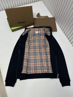 Navy Cotton Check Lined Zip-Through - Men's