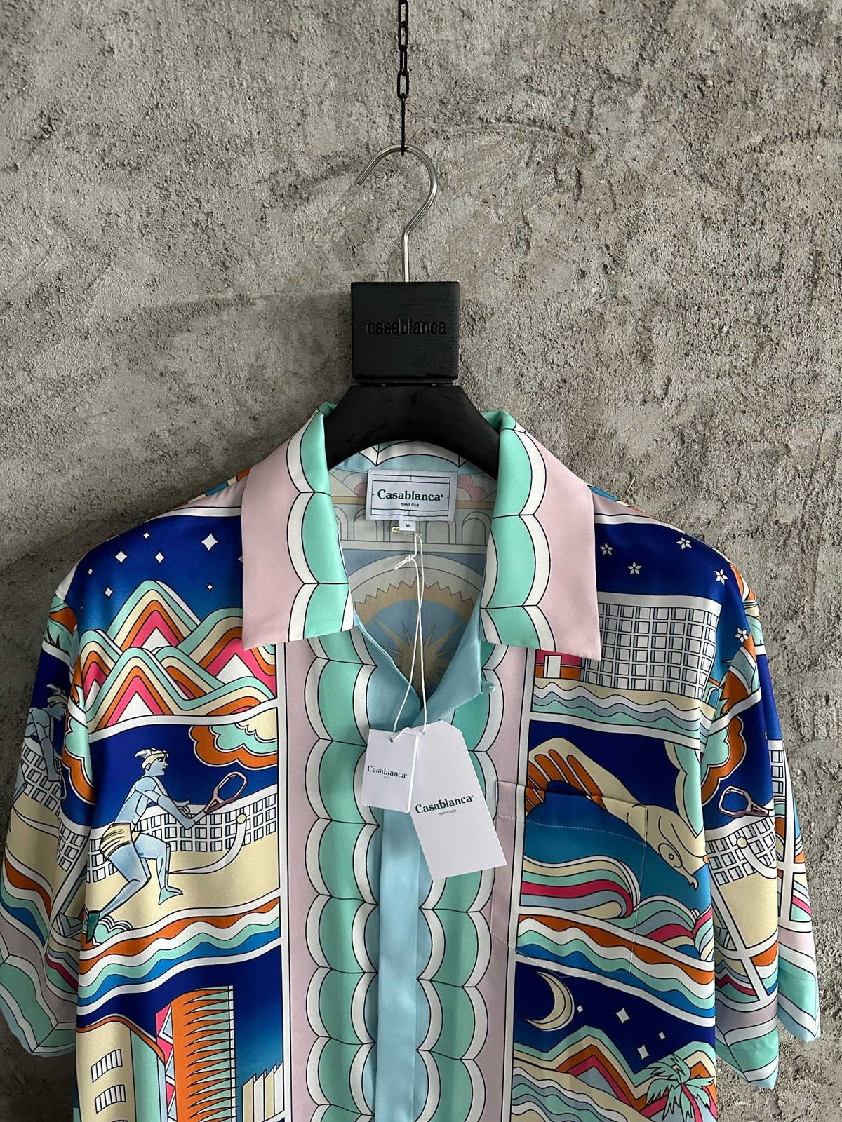Blue Architectural Print Silk Shirt - Men's