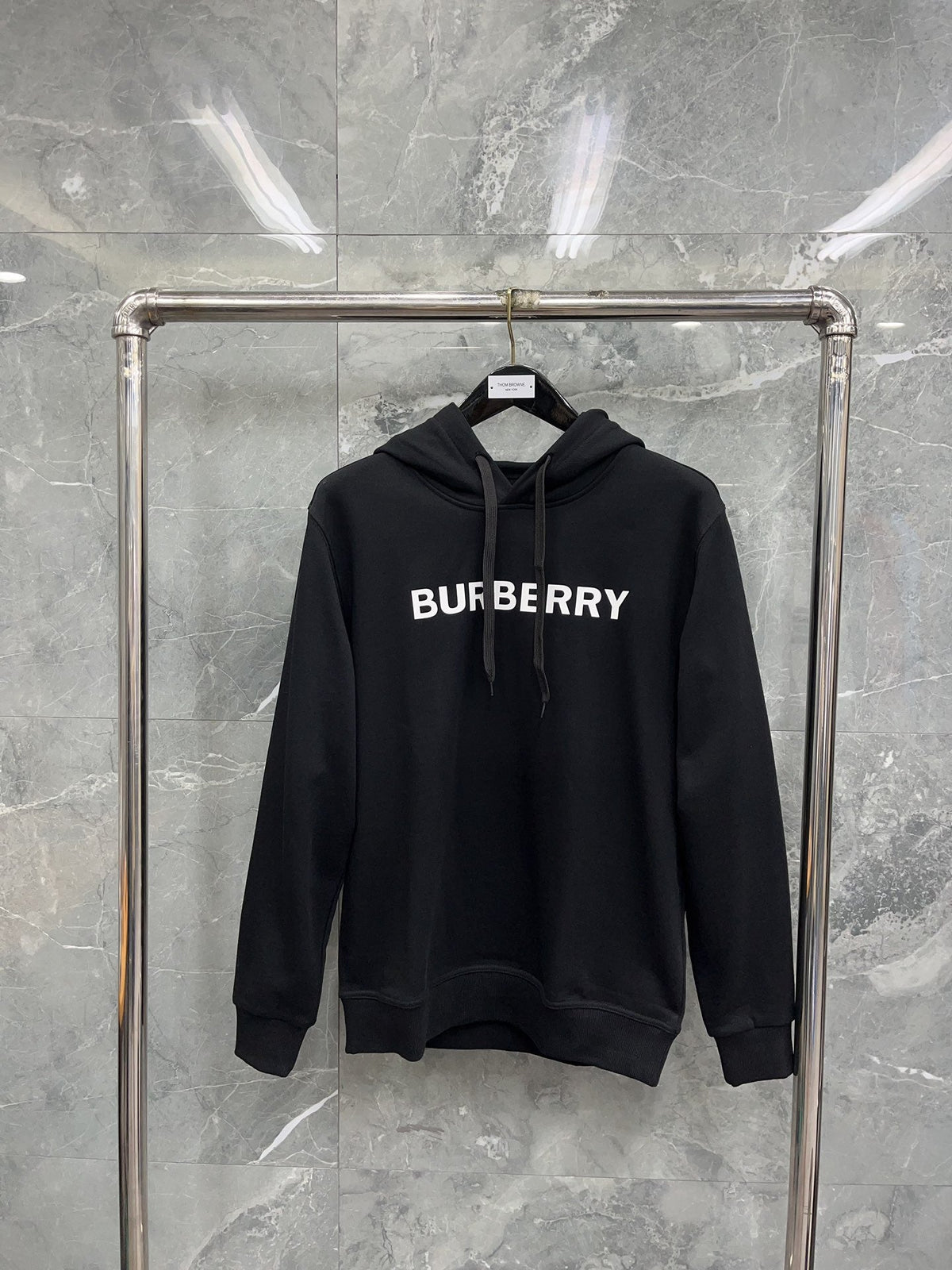 Black Cotton Bold Text Pullover - Men's