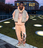 Pink Cotton Print Joggers - Men's