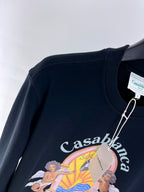 Navy Cotton Sun Graphic Crewneck - Men's