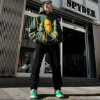 Green Cotton Graphic Pullover - Men's