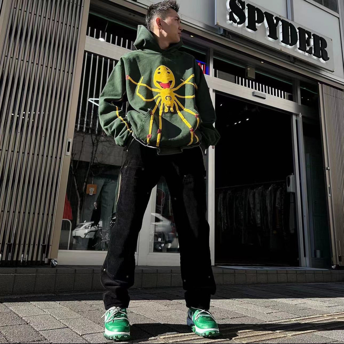 Green Cotton Graphic Pullover - Men's