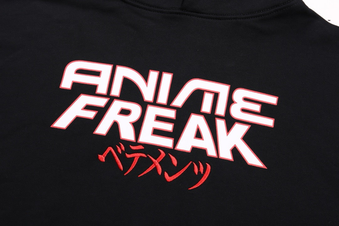 Black Cotton Graphic Pullover - Men's